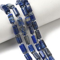 Ляпис-Лазурь Нитки бусины из натурального ляписа-лазури, колонка, граненые, с бисером, 7.5~12.5x6~7.5x6~8 мм, отверстие : 0.8~1.2 мм, около 30~34 шт / нитка, 15.35''~17.32'' (39~44 см)
