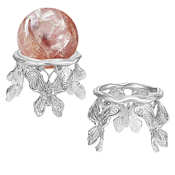 Платина Подставки для демонстрации хрустальных шаров в форме бабочки из цинкового сплава, подставка для хрустального шара, платина, 55x37 мм