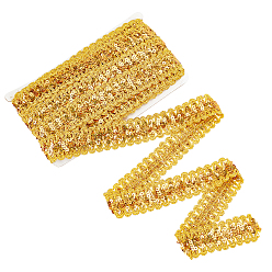 Gold Sparkle Style Purl Polyester Ribbons, Sequin, Gold, 1-3/8 inch(36mm), about 14.22 Yards(13m)/Card