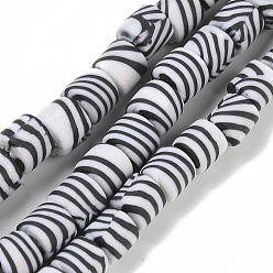 Черный Бусины из полимерной глины ручной работы, колонка, чёрные, 6~7.5x5.5~7 мм, отверстие : 1.7~2.3 мм, около 54~65 шт / нитка, 15.83~16.69'' (40.2~42.4 см)