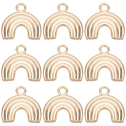 Настоящее золото 18K 10 шт. Латунные подвески, радужные прелести, реальный 18 k позолоченный, 14x14.5x1 мм, отверстие : 2 мм