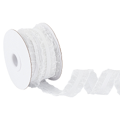 Белый 10 ярдов чинлона эластичная плиссированная кружевная отделка, для шитья, украшение подарка, белые, 7/8 дюйм (21 мм)