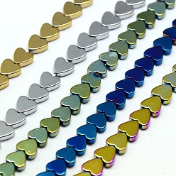 (52) Непрозрачная лаванда Гальванизировать немагнитных синтетический гематит бисер пряди, сердце, разноцветные, 4x4x2 мм, отверстие : 1 мм, около 105 шт / нитка, 15.7 дюйм