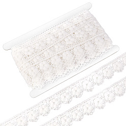 Белый Лента из волоконного кружева, Цветочная отделка для украшения свадебного платья, белые, 1-1/8~1-1/4 дюйм (30~32 мм), около 15.00 ярдов (13.72 м) / рулон