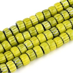 Желтый Ручной работы тысячецветник стеклянные бусины нитки, баррель, желтые, 6~6.5x4 мм, отверстие : 0.8 мм, около 96~97 шт / нитка, 15.35~15.75'' (39~40 см)