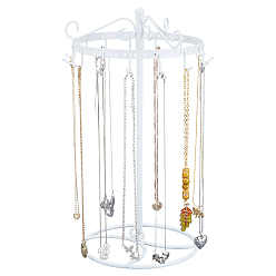 Белый Вращающиеся стенды для демонстрации железного ожерелья, с 15 крючками, для хранения ожерелья и браслета, белые, 19.3x30 см