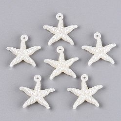 Creamy White CCB Plastic Pendants, Starfish Charms, Creamy White, 29x28~28.5x7mm, Hole: 1.8mm, about 394pcs/500g