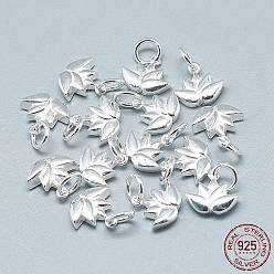 Silver 925 Sterling Silver Charms, with Jump Ring, Flower, Silver, 10x11x3mm, Hole: 4mm