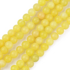 Lemon Chiffon Natural Lemon Jade Beads Strands,  Round, Lemon Chiffon, 6mm, Hole: 1mm, about 60~64pcs/strand, 15.1 inch