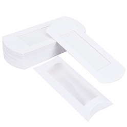 Белый Бумажная подушка, подарочные коробки, с видимым окном из ПВХ, для свадьбы сувениры детский душ день рождения праздничные атрибуты, белые, 16x7x2.4 см, 30 шт