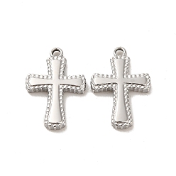 Stainless Steel Color 304 Stainless Steel Pendants, Cross Charms, Stainless Steel Color, 18.5x12.5x2.3mm, Hole: 1.4mm
