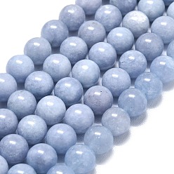 Светлый Стально-синий Натуральный Malaysia нефритовые бусы пряди, окрашенная и подогревом, круглые, светло-стальной синий, 10 мм, отверстие : 1.2 мм, около 39 шт / нитка, 14.96 дюйм (38 см)
