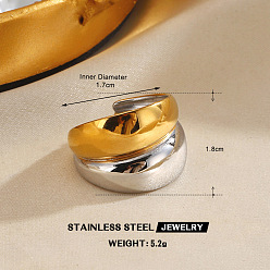 Другие 304 открытые кольца-манжеты из нержавеющей стали для женщин, золотые и нержавеющая сталь цвет, 18 мм, внутренний диаметр: 17 мм