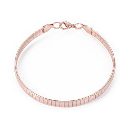 Rose Gold Ion Plating(IP) 304 Stainless Steel Chain Necklaces & Bracelets Sets, with Lobster Claw Clasps, Rose Gold, 17.7 inch(45cm), 3mm, 8-1/8 inch(20.5cm) 3x1mm