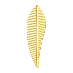 Golden Iron Big Pendants, Etched Metal Embellishments, Leaf Charm, Golden, 69.5x19.5x0.5mm, Hole: 1.5mm