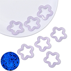 Лиловый Светящийся акриловый кулон, светится в темноте, звезда очарование, сирень, 30x30 мм, отверстие : 2 мм, 10 шт / пакет