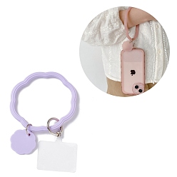 Lilac Silicone Loop Phone Lanyard, Wrist Lanyard Strap with Plastic & Alloy Keychain Holder, Lilac, 19.5cm