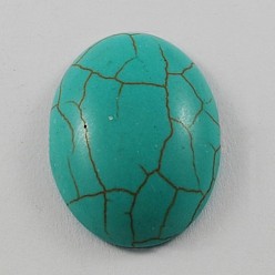 Dunkeltürkis Edelstein-Cabochons, synthetische Türkis, ellipsenförmige, dunkeltürkis, 24x17x6 mm