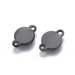 Black 304 Stainless Steel Links connectors, Ion Plating(IP) Flat Round, Electrophoresis Black, 8x12x0.7mm, Hole: 1.4mm