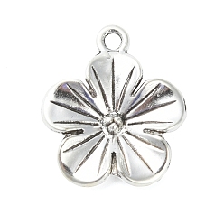 Античное Серебро Сплавочные подвески тибетского стиля, цветок, античное серебро, 23x19.5x3 мм, отверстие : 2 мм