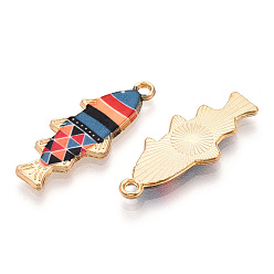 Оранжевый Подвески из эмали и сплава, без кадмия, без никеля и без свинца, золотые, очарование рыбы, оранжевые, 27x10.5x2.5 мм, отверстие : 1.8 мм