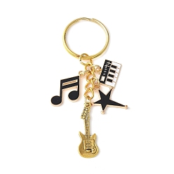 Золотой Брелок из эмалевого сплава, с железной фурнитурой, музыкальная тема, золотые, 81 мм, Кулон : 13~20x14.5~22x1.5~3 мм