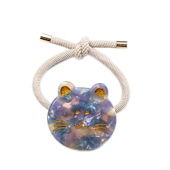 Lilas Élastiques à cheveux en acétate de cellulose, chat mignon, accessoires pour cheveux élastiques pour femmes et filles, lilas, 38x36mm
