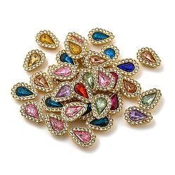 Teardrop Акриловые кабошоны со стразами, с абс пластмассовым, слеза, слеза, 16x11.5x4.5 мм