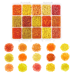 Mixed Color 300g 15 Style Mixed Style Seed Glass Beads, Round Seed Beads, Mixed Color, 3mm, Hole: 1mm, 20g/color