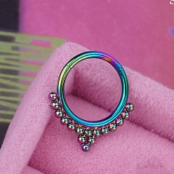 Rainbow Color 316l Кольца для носа из нержавеющей стали, Радуга цветов, 8 мм, штифты : 1.2 мм
