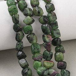 Ruby in Zoisite Natural Ruby in Zoisite Beads Strands, Nuggets, Tumbled Stone, 6~8.5x6~7.5x5~8mm, Hole: 0.9mm, about 27~35pcs/strand, 9.84~11.02''(25~28cm)