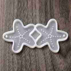 Морская звезда DIY силиконовые формы для кулона, формы для литья смолы, инструменты для производства глиняных ремесел, белые, морская звезда, 43x78x4 мм, отверстие : 3 мм, внутренний диаметр: 38x38 мм