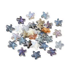 (52) Непрозрачная лаванда Гальванизируйте прозрачные стеклянные бусины, морская звезда, разноцветные, 13.5x13.5x4.5 мм, отверстие : 1 мм