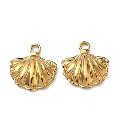 Shell Shape Тема Ocaen 304 подвески из нержавеющей стали, реальный 18 k позолоченный, формы раковины, 15x14x3 мм, отверстие : 1.8 мм