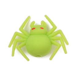 Желто-Зеленый Силиконовые бусины, изготовление ожерелий и браслетов своими руками, паук, желто-зеленый, 26x31.5x14 мм, отверстие : 2.5 мм