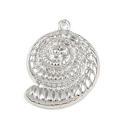 Платинированный Латунные подвески, без кадмия, без никеля и без свинца, форма раковины, Реальная платина, 39.5x31x6 мм, отверстие : 3 мм