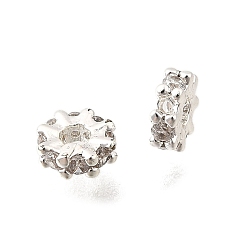 Серебро Латунные микропаве из прозрачного кубического циркония, стойки покрытие, долговечный, без свинца и без кадмия, плоско-круглые, серебряные, 4.5x1.5 мм, отверстие : 1.5 мм