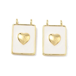 Сердце Латунь эмаль подвески, прямоугольные, без свинца и без кадмия, долговечный, стойки покрытие, сердце, 18x11x3 мм, отверстие : 1.6 мм