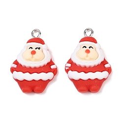 Снеговик Рождественские подвески из непрозрачной смолы, с железной платиной петлей, снеговик, 28.5x19x8 мм, отверстие : 2 мм