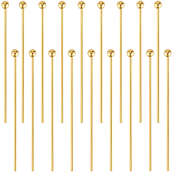 Настоящее золото 18K 50 шт. 925 булавки с шарообразной головкой из стерлингового серебра, реальный 18 k позолоченный, 24 датчик, 25x0.5 мм