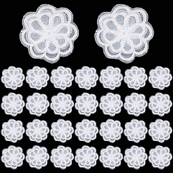 Белый Украшение из органзы аксессуары, цветок, белые, 45x2 мм, 30 шт