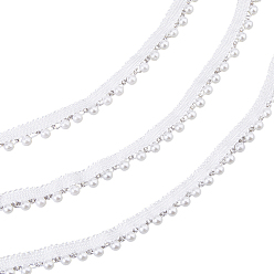 White Polyester Lace Trim, with Plastic Ball, for Garment Accessories, White, 1/4~1/2 inch(6.5~12.5mm), about 100.00 Yards(91.44m)/Roll