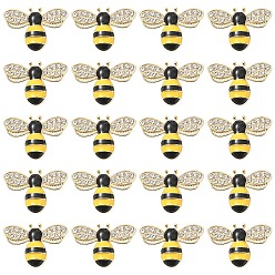Желтый 20шт. кабошоны из эмалевого сплава, Пчелы, золотые, желтые, 17x24 мм