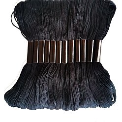 Черный 24 мотки полиэфирных ниток для вышивания крестиком, 6-слойная нить для вышивания, браслеты дружбы своими руками, чёрные, 0.5 мм, 8м/моток, 24 мотков/набор