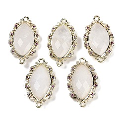 Хрусталь Натуральный кварцевый кристалл ограненные конский глаз звенья, стойка покрытие латунь микропаве орхидея кубический цирконий горный хрусталь соединительные подвески, золотые, 24.5x14.5x4.5 мм, отверстие : 1.2 мм