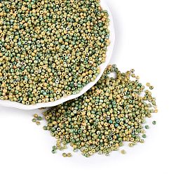 Light Khaki Picasso Glass Seed Beads, Round Hole, Rondelle, Light Khaki, 2~2.5x1.5~2mm, Hole: 0.7~0.8mm, about 36000pcs/pound