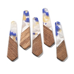 Белый Дым Подвески из смолы и ореха, трапециевидные, серый, 48.5x12x2.5 мм, отверстие : 2 мм