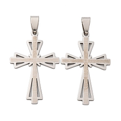 Нержавеющая Сталь Цвет 201 подвески из нержавеющей стали, крест очарование, анти-тускнение, цвет нержавеющей стали, 40x25x1 мм, отверстие : 9x4.5 мм