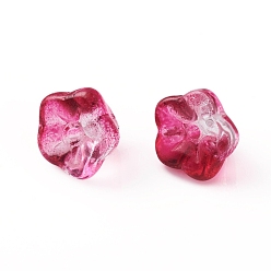 Crimson Electroplate Glass Beads, Trumpet Flower, Crimson, 8.5x8x5.5mm, Hole: 1mm
