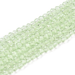 Бледно-Зеленый Стеклянные бусины, граненые, рондель, бледно-зеленый, 2.3~2.7x2 мм, отверстие : 0.4 мм, около 135~140 шт / нитка, 26~27 см